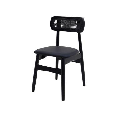 Imagem de Cadeira De Jantar Rainer Moderna Preta Telinha Madeira