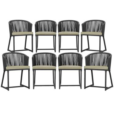 Imagem de 8 Cadeiras De Jantar área Noronha Preta E7 Trama Original Preto
