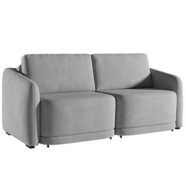 Imagem de Sofá Cama Casal Para Sala 176cm Polska K04 Veludo Cinza - Mpozenato