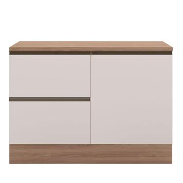 Imagem de Balcão Com Tampo 120cm 1 Porta 3 Gavetas Etna Poliman Carvalho Oak E Off White