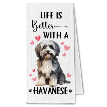 Imagem de ChissNook Havanese Gifts Toalhas de cozinha, Life is Better with a Havanese Toalhas de prato de chá para cozinha, presentes para amantes de donos de cães para mulheres, toalha de mão decorativa de