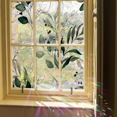 Imagem de JZZNNFEZN Película de privacidade para janela de vitral, 43 cm x 100 cm, floral, capa de janela não adesiva, protetor solar para porta de casa (SE881)