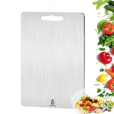 Imagem de Tábua de corte de titânio para cozinha, espessa, de titânio, fácil de limpar, dupla face, durável, tábua de cortar para carne, frutas, vegetais (38 cm C x 28 cm)