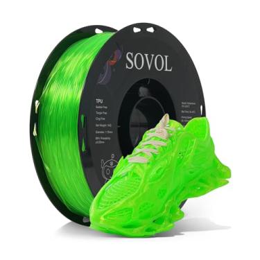 Imagem de Sovol Filamento TPU 1,75 mm, filamento de impressora 3D flexível TPU macio 95A com alta elasticidade, 1 kg (2,2 lbs), precisão dimensional +/- 0,02 mm, serve para a maioria das impressoras FDM, verde