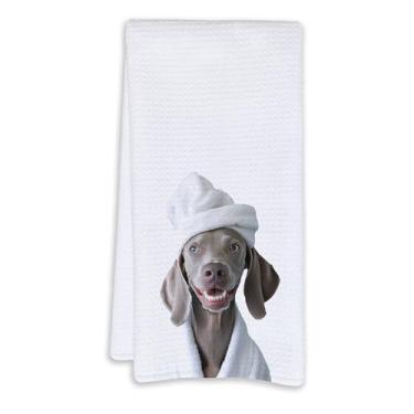 Imagem de Cabana Bro Toalhas de mão engraçadas de banheiro Weimaraner, decoração de banheiro de cachorro, presentes de mãe e pai para amantes de cães, para mulheres, homens, toalhas de mão decorativas para