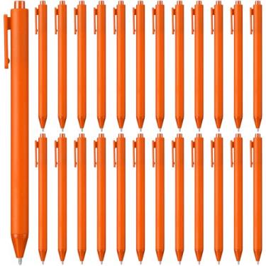 Imagem de 25 canetas esferográficas retráteis a granel 1,0 mm, ponta média, tinta preta, canetas fofas, material escolar para professores, estudantes, funcionários, chá de panela, chá de bebê (laranja)