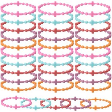 Imagem de Tondiamo 30 peças de pulseira de silicone da amizade para mulheres e homens, 5 cores, pulseira de oração de Jesus Cristão, presente de crença religiosa, the bracelet diameter: 6.28cm/2.47in, Silicone