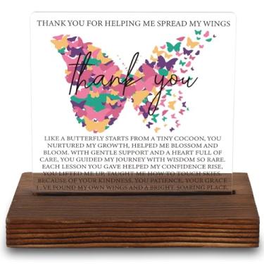 Imagem de Placa de agradecimento borboleta "Helping Me Spread My Wings", presente de agradecimento ao professor, decoração de mesa de gratidão ao mentor, lembrança inspiradora de agradecimento, LYY99