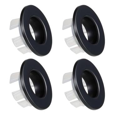Imagem de Pacote com 4 anéis de transbordamento, anel de acabamento de pia de banheiro preto fosco, cobertura de tampa de pia de material de latão para casa, banheiro, cozinha