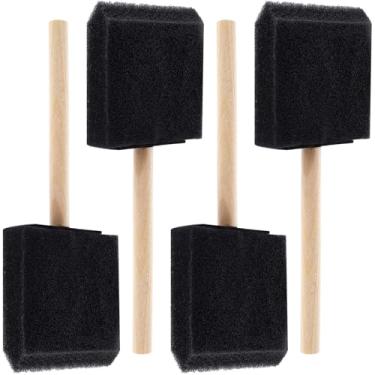 Imagem de CustomyLife 4 pincéis de tinta de espuma, pincel de esponja com cabo de madeira de 7,6 cm, ferramenta de pintura de esponja para detalhes, coloração, vernizes, área grande e projetos de artesanato DIY