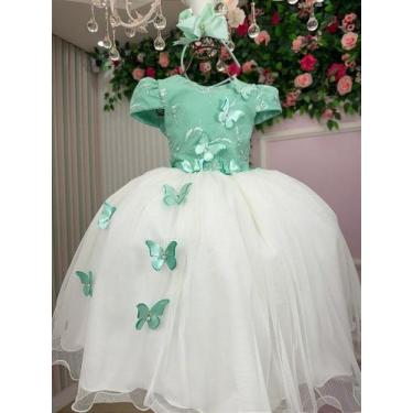 Imagem de Vestido Infantil Daminha Midi Florista Jardim Encantado Verde Oliva e 