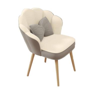 Imagem de FytStycale Cadeira de Vaidade, Cadeira de Maquiagem, Poltrona Traseira Curvada Decorativa Macia Bonito com Travesseiro para Café Escritório Sala de Estar, Cinza Branco