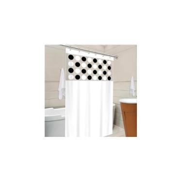 Imagem de Cortina de Box para Banheiro, Branco com Visor Cacto, PVC, 138x198cm, Antimofo, Design Moderno, com Ganchos