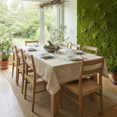 Imagem de TOALHA DE MESA LINHÃO EM TECIDO LINHO RUSTICO (FLORAL ALAMBRADO, 100X140)