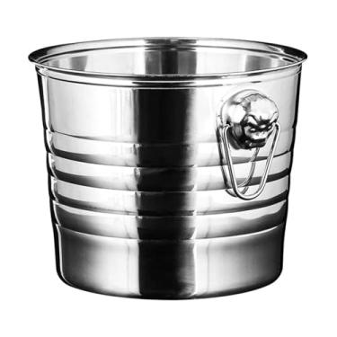 Imagem de Balde de gelo de aço inoxidável com cabeça de tigre, champanhe e refrigerador de vinho, barril de cerveja de bar, balde de gelo de festa, com alça requintada e base côncava (5L) (cobre 5L)
