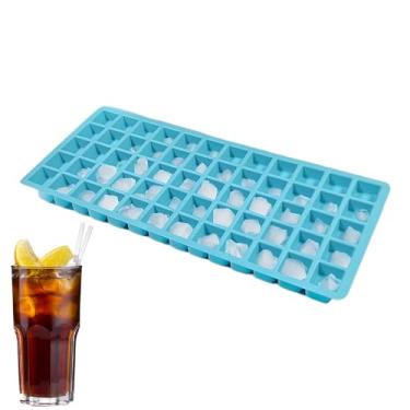 Imagem de Bandejas de cubos de gelo, bandejas quadradas de silicone de fácil liberação com 60 grades | Moldes reutilizáveis para economia de espaço para coquetéis, uísque, café, cozinha, geladeira, festas