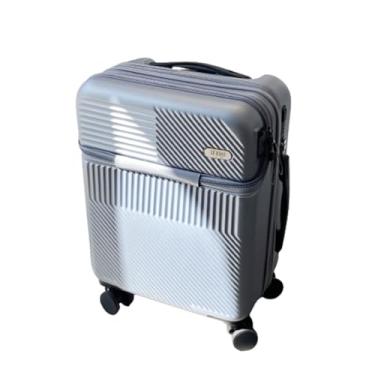 Imagem de Mala de abertura frontal para embarque, rodízios giratórios de 360 graus, bolsa portátil, zíper, carrinho de vários níveis resistente a impactos, armazenamento de viagem conveniente, porta de