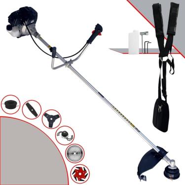 Imagem de Roçadeira Toyama RT43LB25A À Gasolina 1,7HP 43cc Com Lâmina Facão + Lâmina 3 Pontas + Lâmina 6 Pontas + 40 Dentes Vídea + Trimmer + Carretel de Nylon