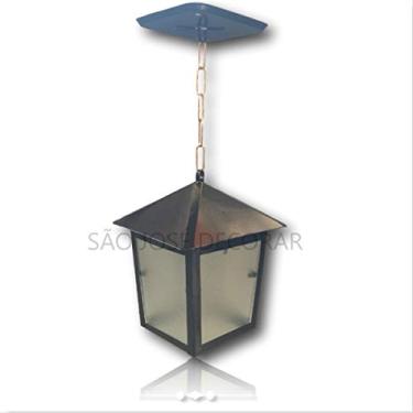 Imagem de Arandela Colonial Aço Quadrada de Teto Preta