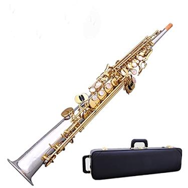 Imagem de Kit para iniciantes saxofone saxofone soprano profissional, níquel, prata, liso, B, saxofone liso, latão, saxofone