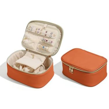 Imagem de Caixa de joias multicolorida organizadora para mulheres, estojo de joias de viagem com bolsa de veludo com zíper, impermeável, presentes para casamento, aniversário, Natal