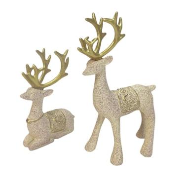 Imagem de IEUDNS 2 Estátuas de Alce, Esculturas de Animais, Enfeites de Mesa, Figuras Decorativas para Quarto, Cinza