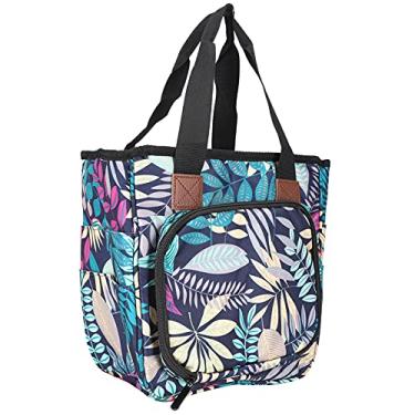 Imagem de Organizador de saco de armazenamento Pano Oxford multifuncional Pacote de artigos diversos de lã cilíndrico para tricô Bolas de fios de crochê Armazenamento de agulhas À prova (folhas azuis)