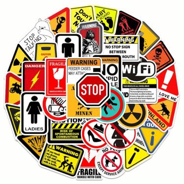 Imagem de Adesivo Anime Warning Sign Vinyl Cartoon Anime 50 unidades