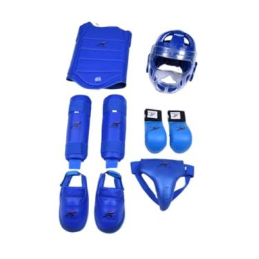 Imagem de UGPLM Conjunto de equipamentos de treino de taekwondo, equipamento profissional e confortável para boxe, para iniciantes, exercícios de grappling e, Azul, Xl