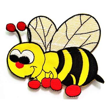 Imagem de Nipitshop Patches Amarelo Abelha Inseto Jardim Animal Desenho Animado Logo Menina Criança Bebê Jaqueta Patch Costura Ferro em Símbolo Bordado Emblema Pano Sinal Fantasia