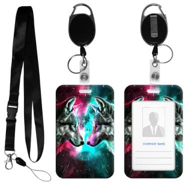 Imagem de HEAKIERG Porta-crachá feminino com carretel retrátil, etiquetas de identificação fofas, crachás de trabalho pesados, 11 x 6,9 cm, para enfermeiras, oficiais de segurança, cruzeiro, vermelho, azul