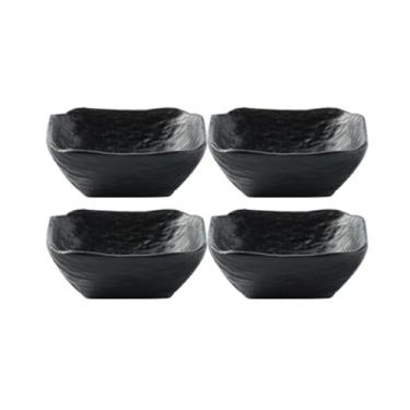 Imagem de prato de lanche Prato de condimentos domésticos 4 peças, prato molho soja, moda simples, tigela mergulho, aperitivo, lanches, lanche tigela de sopa(Preto)