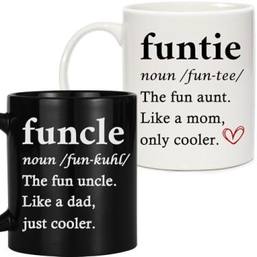 Imagem de Breezy Valley Conjunto de canecas Funtie and Funcle – Canecas de café com definição engraçada – Presente para tia e tio da sobrinha ou sobrinho