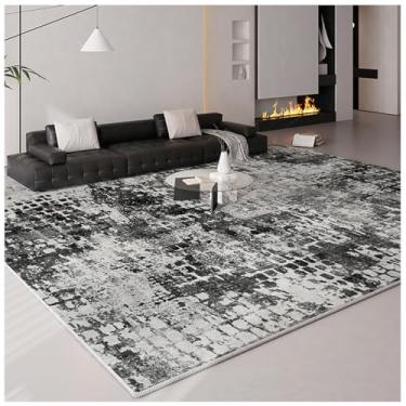 Imagem de SPXMQSS Tapetes grandes para sala de estar, antiderrapante e resistente à sujeira, tapete lavável para sofá de cabeceira para sala de estar, sala de jantar, quarto, escritório, preto A 80 x 160 cm
