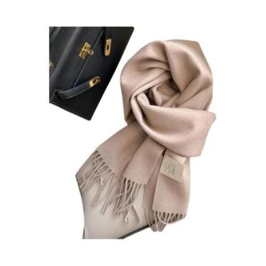 Imagem de Cachecol Longo De Lã E Cashmere Para Mulheres, Xale Sólido, Pashmina, 