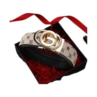 Imagem de Cinto De Couro Genuíno Masculino Com Fivela Automática De Liga Metálic