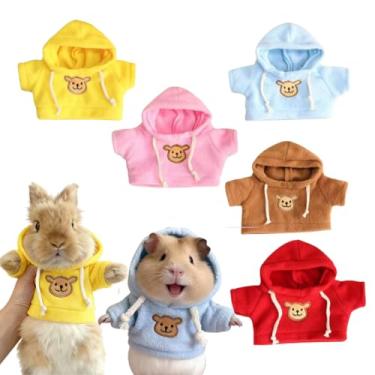 Imagem de 5 peças roupas de porquinho da índia moletom com capuz bonito inverno quente roupa esportiva fantasia de Páscoa adequado para porquinhos-da-índia, hamsters, furões, ouriços e outros animais pequenos