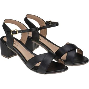 Imagem de Sandália Feminina Salto Baixo Confortável barato - Larissa, Preta ls03