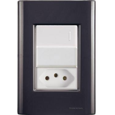 Imagem de Interruptor E Tomada 20a Giz Grafite Tramontina Completo Pronto Tramontina