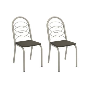 Imagem de Kit 2 Cadeiras Sala Jantar Holanda 2c009nk Aço 2 Un Niquel-suede Escuro - Kappesberg