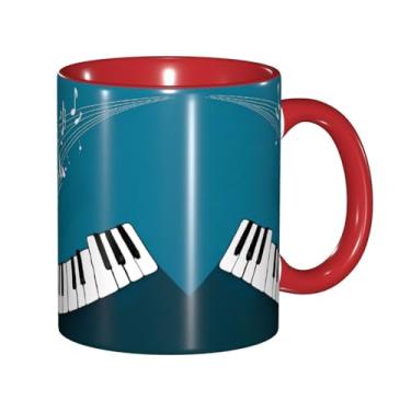 Imagem de Zeraoke Canecas de café criativas com impressão de teclas de piano verdes e brancas, personalizadas, presente para família, tamanho de 325 ml, unissex