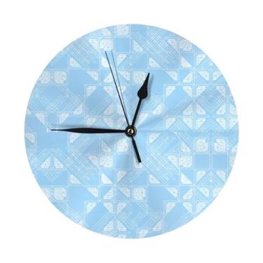 Imagem de ZERAOKE Geometria - Relógio de parede redondo moderno - silencioso sem tique-taque operado por bateria, decoração de mesa ou parede para sala de estar, quarto, escritório.