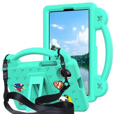 Imagem de QYiiD Capa infantil para Honor Pad X7 22.1 cm 2025, capa protetora infantil EVA à prova de choque com alça de suporte, alça de ombro, suporte de alça para tablet Honor Pad X7 8,7 polegadas, verde
