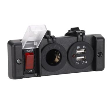 Imagem de LiebeWH Painel de Interruptores Com Disjuntor, Controle de Energia para Soquete Combinado de Barco de Carro de 12V 3 Em 1 Luz Vermelha Isqueiro USB Duplo RV, Proteção contra Sobrecarga de Alta