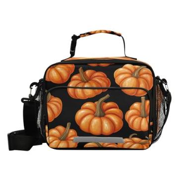 Imagem de CEBUGI Lancheira isolada Orange Pumpkins, à prova d'água, à prova de vazamento, lancheira com alça de ombro ajustável, lancheira para meninos, meninas, escritório, piquenique