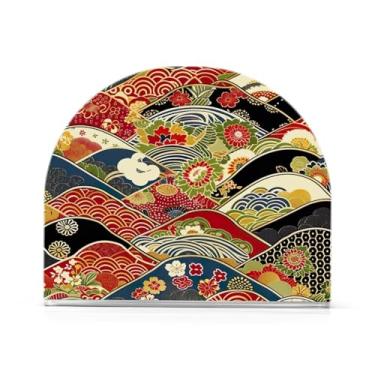 Imagem de Qilmy Porta-guardanapos para mesas, ondas japonesas e flores porta-guardanapos para cozinha, porta-guardanapos de mesa, porta-guardanapos de coquetel, porta-guardanapos de papel256