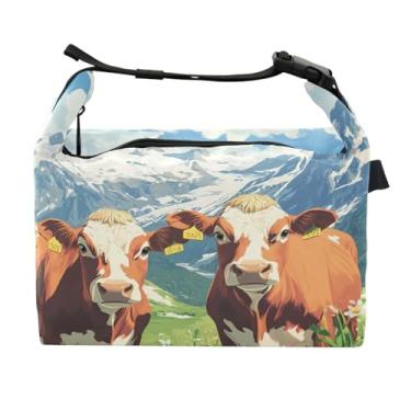 Imagem de STAYTOP Lancheira Two Cows on The Grassland com fivela de alça, lancheira isolada para meninos e meninas, lancheira térmica para trabalho escolar