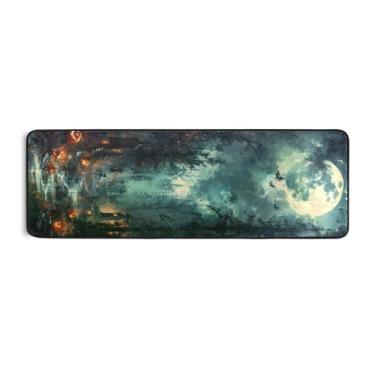 Imagem de Burbuja Tapete de Halloween Forest Runner 61 x 183 cm, tapete lavável antiderrapante com suporte de borracha, tapete para sala de estar, corredor, decoração de casa