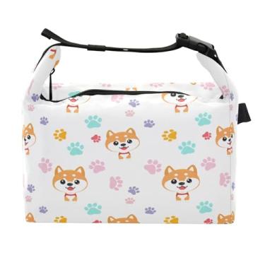Imagem de STAYTOP Lancheira fofa para cães Shiba Inu com fivela de alça, lancheira isolada para meninos e meninas lancheira para trabalho escolar