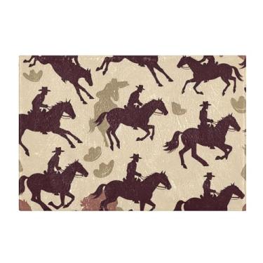 Imagem de Burbuja Tapete de banho Cowboys, tapete de banheiro absorvente extra macio com suporte antiderrapante para banheiro, banheira, chuveiro, 40 x 61 cm